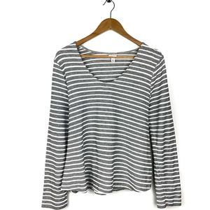 A New Day Grey White Striped Shirt Size Medium